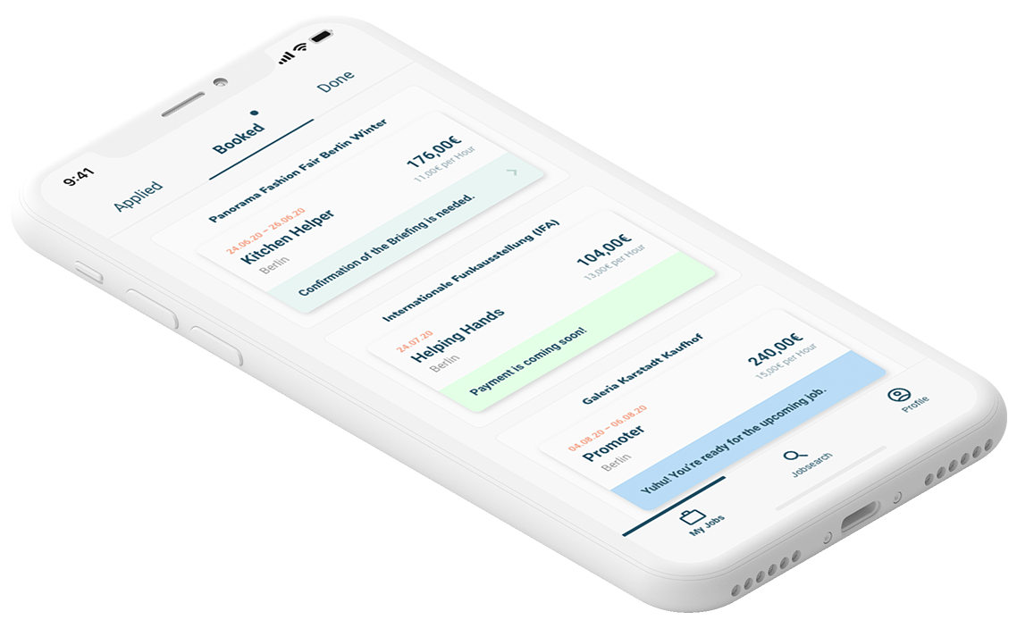 UCM App - Meine Jobs - Gebucht