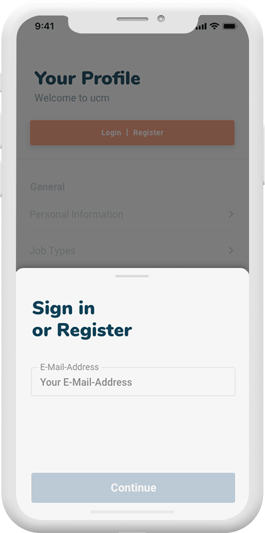 UCM App - Registrieren